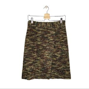 Sandra Petite Boucle Tweed Knit Wool Blend Lined Wrap Skirt